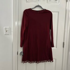 Maroon cotton dress with pockets
